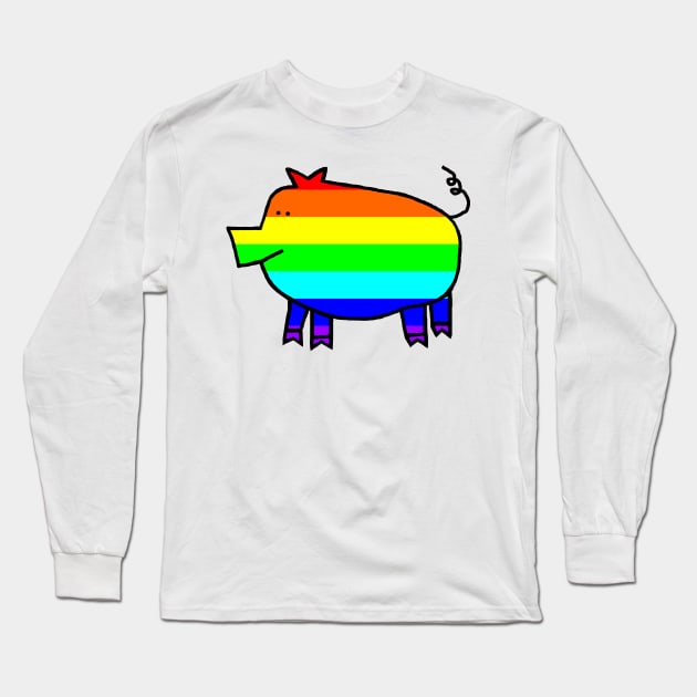 Rainbow Pig Long Sleeve T-Shirt by ellenhenryart